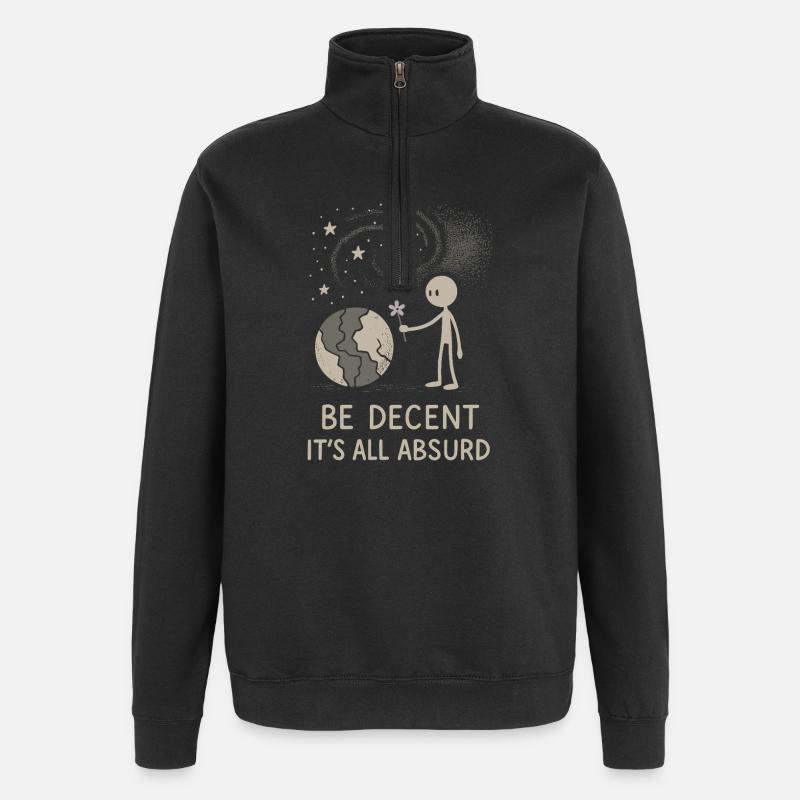 Ethischer Nihilismus, Existenzieller Humor, - Quarter-Zip-Sweatshirt - Schwarz