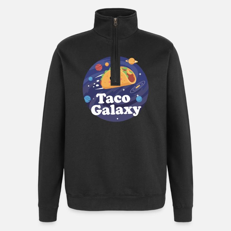 Taco Galaxy Outer Space Taco Illustration - Quarter-Zip Sweatshirt - black