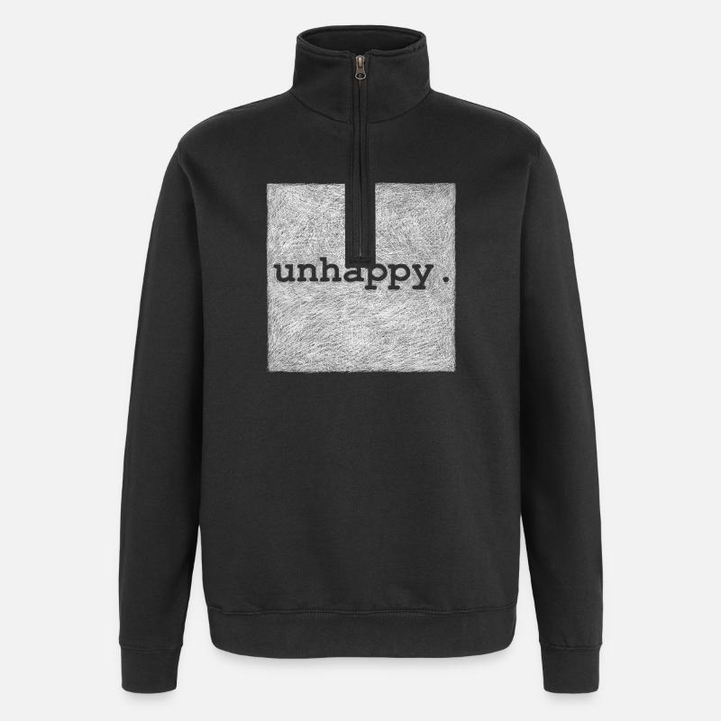 unhappy - Weiße Version - Quarter-Zip-Sweatshirt - Schwarz