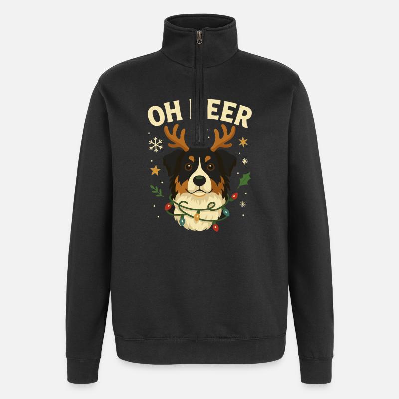 Cute Australian Shepherd Christmas Design - Quarter-Zip Sweatshirt - black