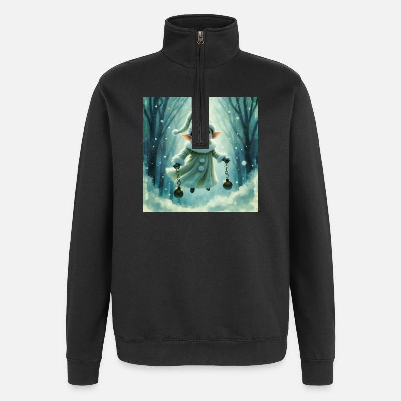 Winterelf mit Glocken - Quarter-Zip-Sweatshirt - Schwarz