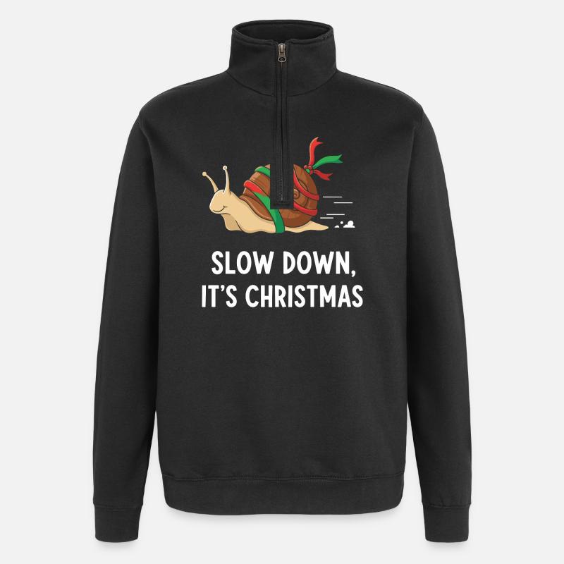 Ralentir l’escargot de Noël - Sweat à zip 1/4 - noir