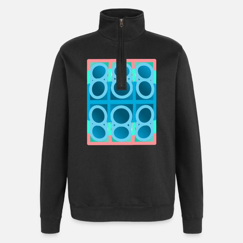 blue pattern, graphic art - Quarter-Zip Sweatshirt - black