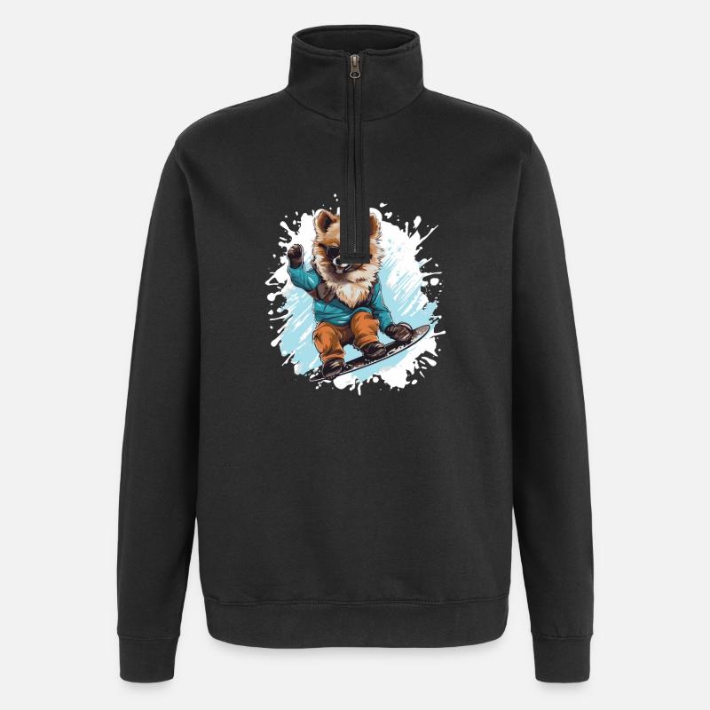 Pomeranian Hund Snowboard - Quarter-Zip-Sweatshirt - Schwarz