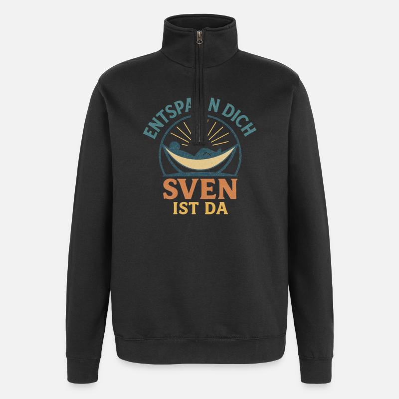 Entspann dich – Sven ist da - Quarter-Zip-Sweatshirt - Schwarz