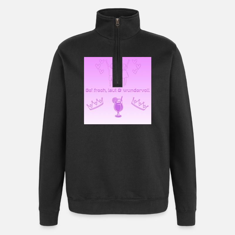 Sei frei laut und wunderVOLL - Quarter-Zip-Sweatshirt - Schwarz