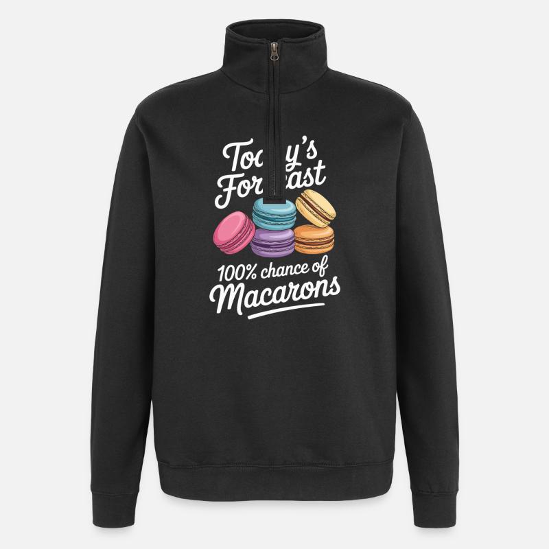 Macaron Desserts Français - Sweat à zip 1/4 - noir