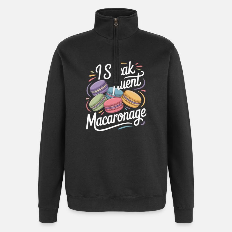 Macaron Desserts Français - Sweat à zip 1/4 - noir