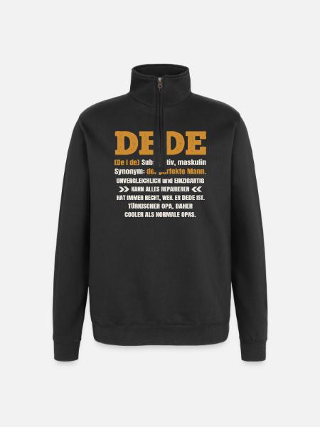 Türk Dede Design - Bedste Dede (bedstefar) nogensinde - Sweatshirt med 1/4 lynlås - sort
