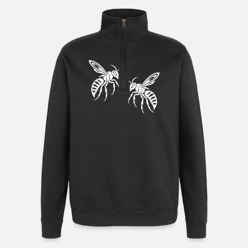 Guêpe abeille - Sweat à zip 1/4 - noir