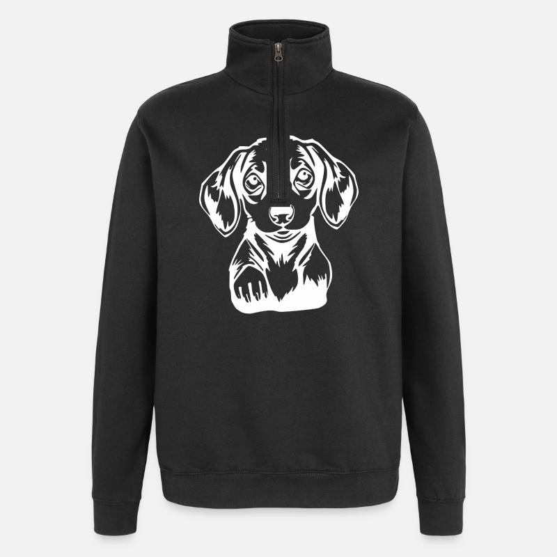 Teckel T-shirt teckel Cadeau - Sweat à zip 1/4 - noir