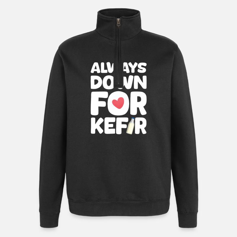 Always ready for kefir - Quarter-Zip Sweatshirt - black