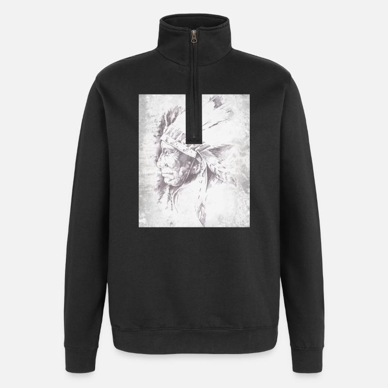 Native Grey Feather Chief - Quarter-Zip Sweatshirt - black