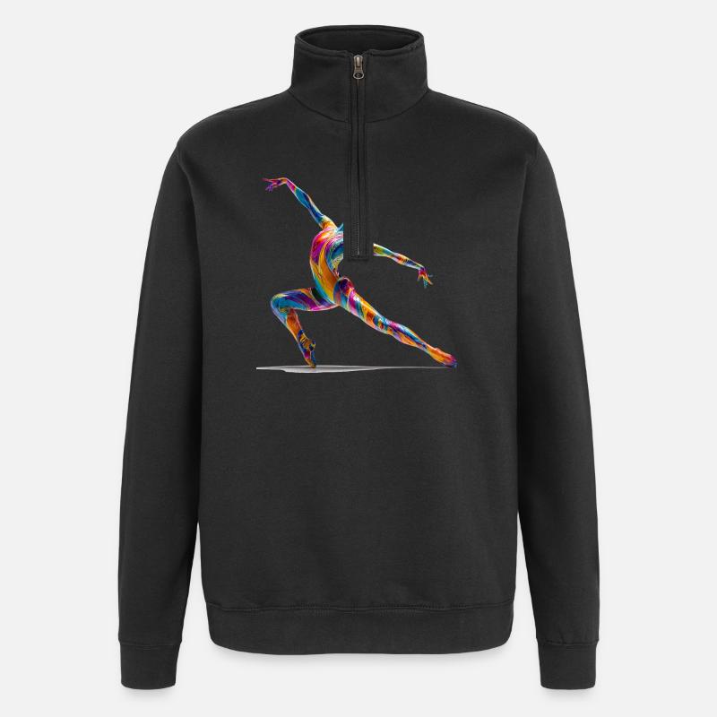 Farbexplosion Tänzer im Flow - Quarter-Zip-Sweatshirt - Schwarz