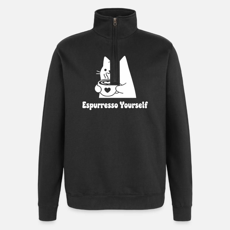 Espresso Yourself Motif Chat - Sweat à zip 1/4 - noir
