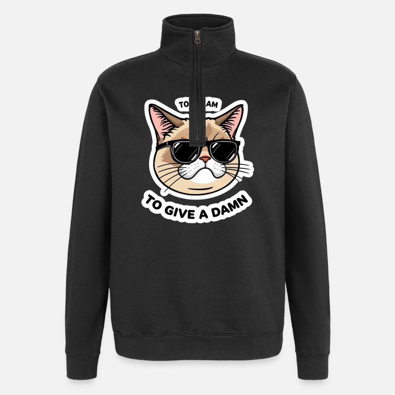 Too Glam Cat Sticker Cool Design - Quarter-Zip-Sweatshirt - Schwarz