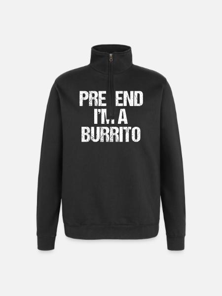 Pretend I’m a Burrito Funny Halloween Costume Lazy - Quarter-Zip Sweatshirt - black