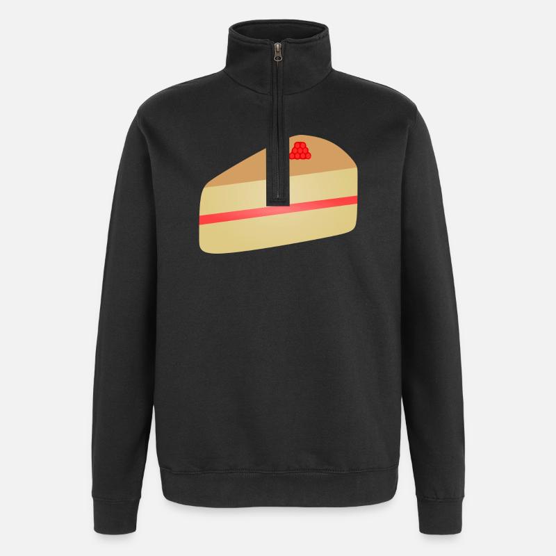 Pastellfarbene Tortenscheibe Himbeere - Quarter-Zip-Sweatshirt - Schwarz