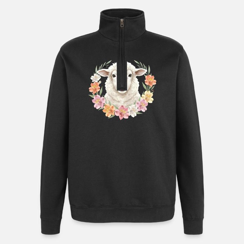 Mouton blanc - Sweat à zip 1/4 - noir