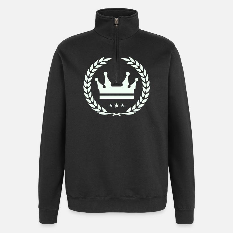 Crown Foliage Emblem Design - Quarter-Zip Sweatshirt - black