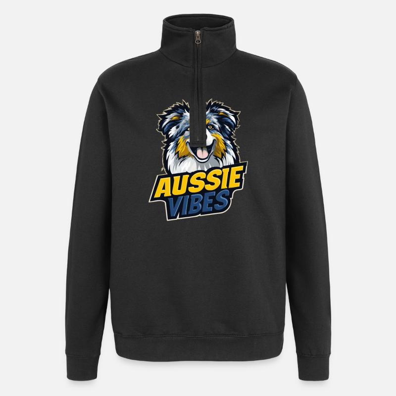 Australian Shepherd – AUSSIE VIBES - Quarter-Zip Sweatshirt - black