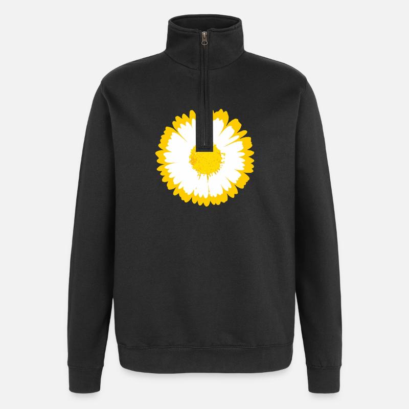 Graphique Daisy Sunburst - Sweat à zip 1/4 - noir