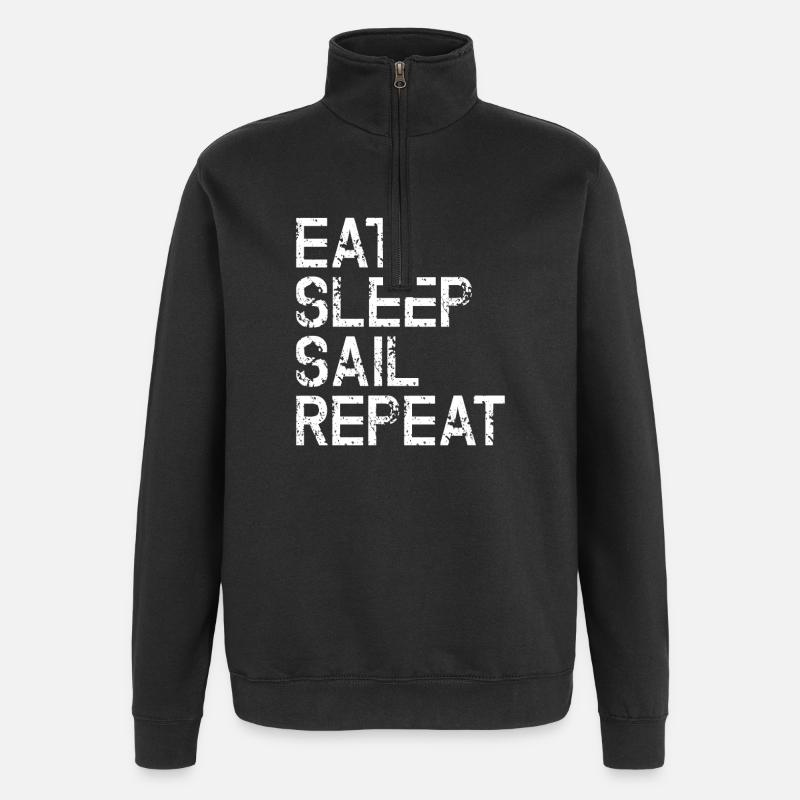 Nautic Design Eat Sleep Sail Repeat - Quarter-Zip-Sweatshirt - Schwarz