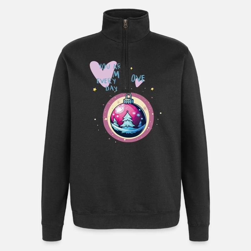 Boule de Noël amour - Sweat à zip 1/4 - noir