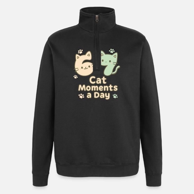 67 Cat Moments A Day Six Seven - Quarter-Zip-Sweatshirt - Schwarz