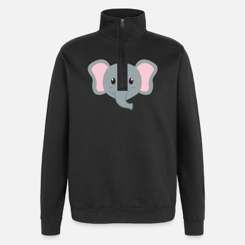 Dessin animé d’éléphant - Sweat à zip 1/4 - noir