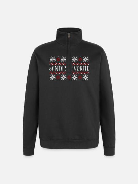 Santa's Favorite Weihnachtspullover Schneeflocken - Quarter-Zip-Sweatshirt - Schwarz