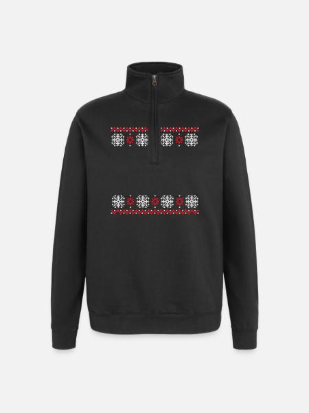 Ugly Sweater Christmas Pattern Snowflakes Cool - Quarter-Zip Sweatshirt - black