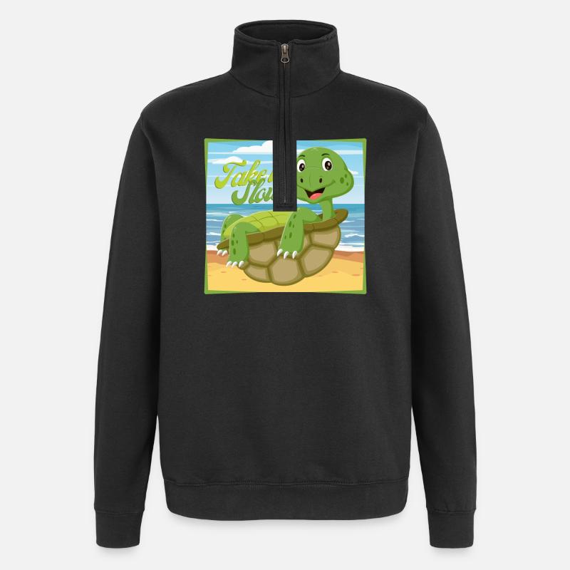 Take it Slow – Chillige Schildkröte - Quarter-Zip-Sweatshirt - Schwarz