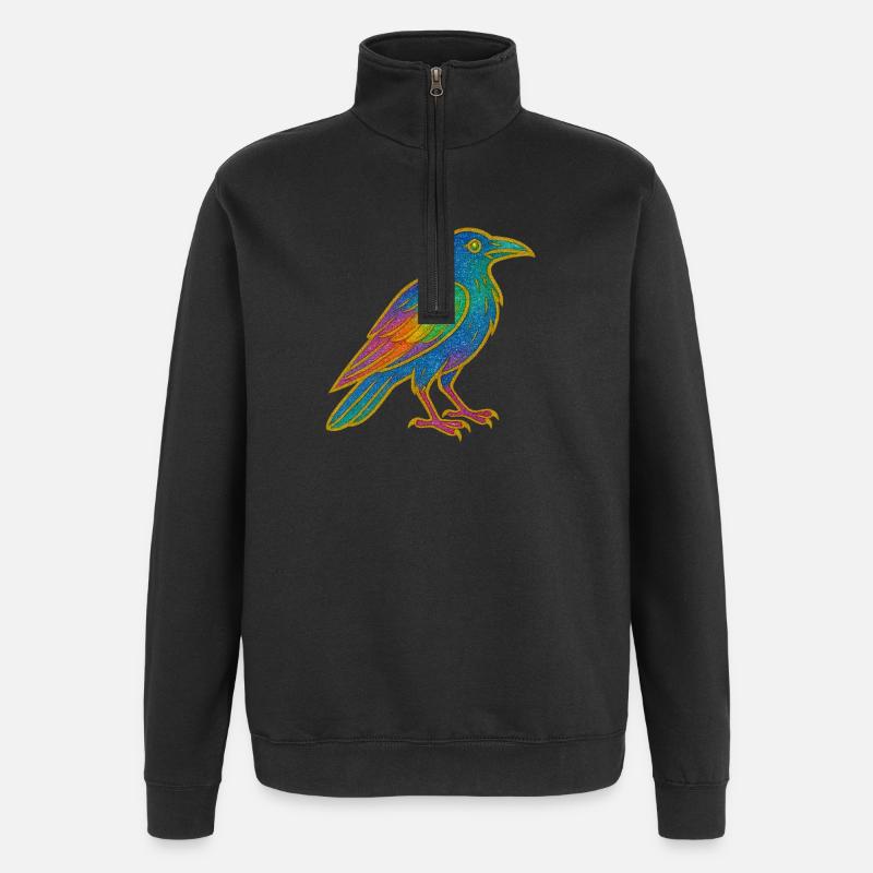 Rainbow Raven Patch Design - Quarter-Zip Sweatshirt - black
