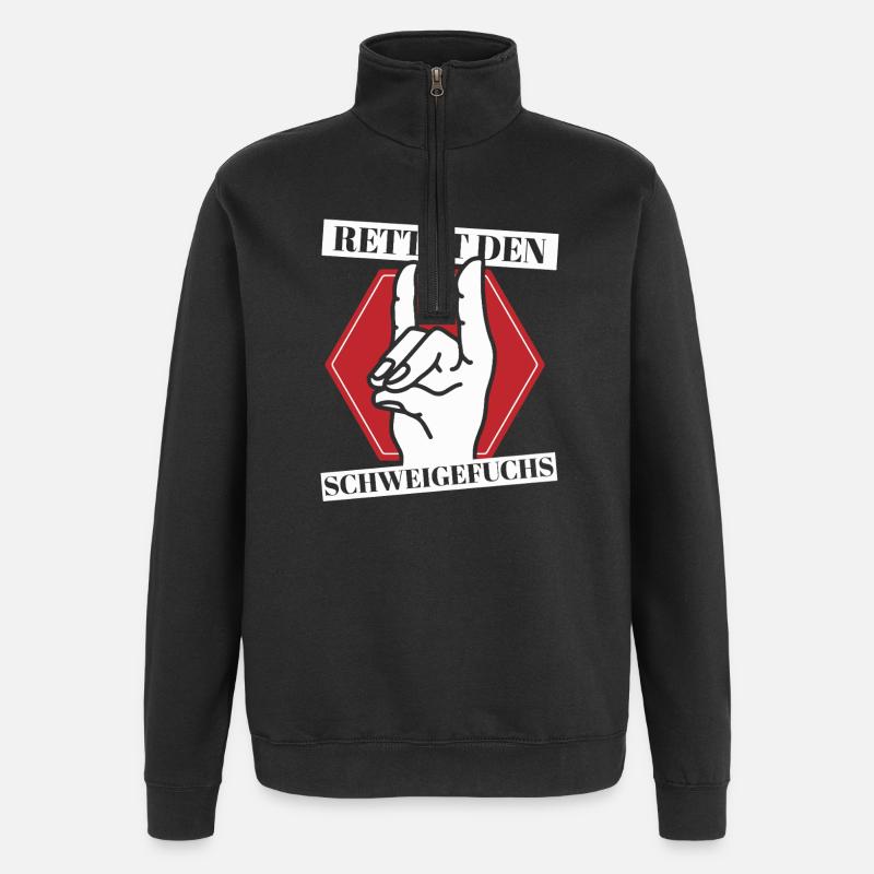 Schweigefuchs Lehrer Grundschule Kindergarten - Quarter-Zip-Sweatshirt - Schwarz