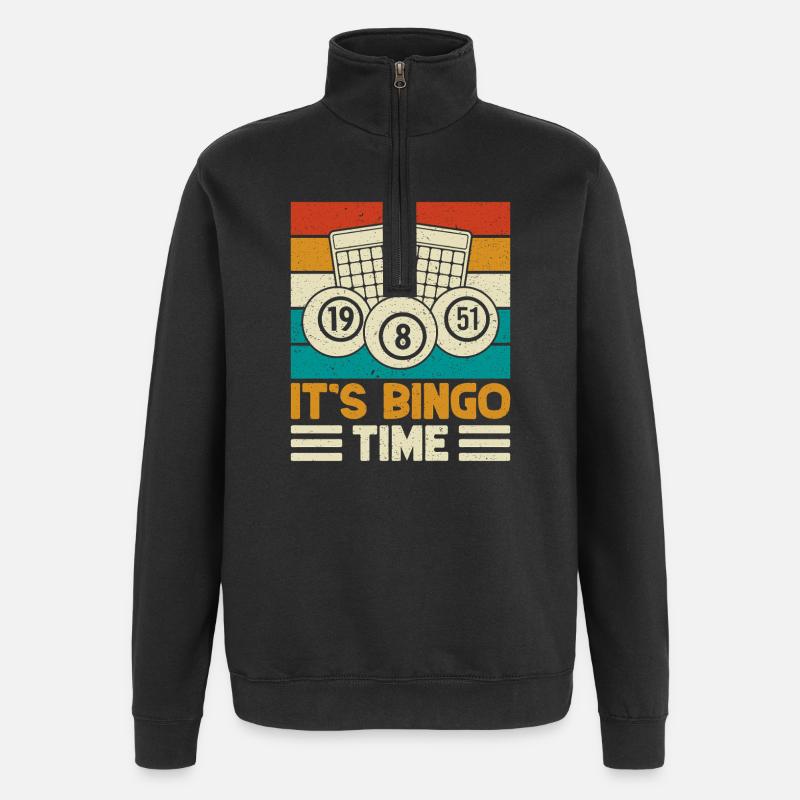 Bingo Game It´s Time Bingo - Quarter-Zip-Sweatshirt - Schwarz