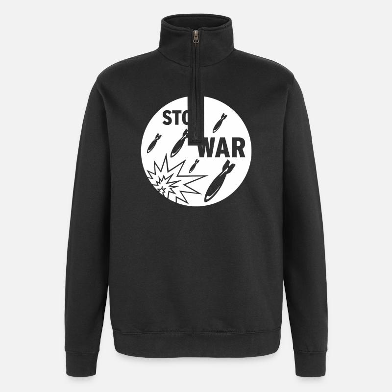 Stop War - Quarter-Zip Sweatshirt - black