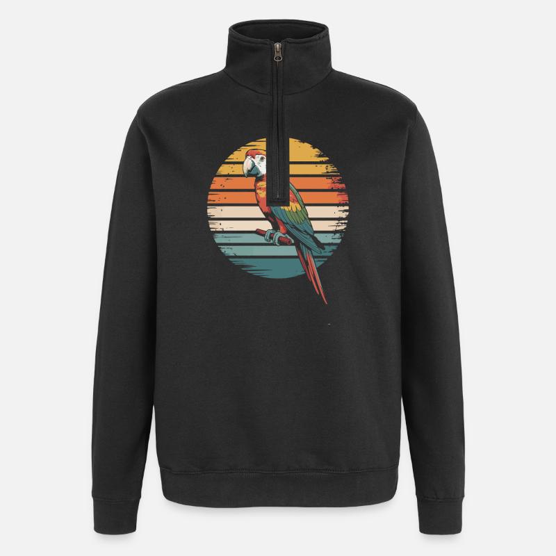 Papagei - Quarter-Zip-Sweatshirt - Schwarz