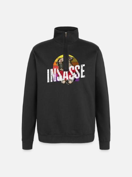Inmate Retro Pug Funny Carnival Helau - Quarter-Zip Sweatshirt - black