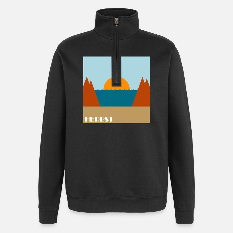 Herbst - Quarter-Zip-Sweatshirt - Schwarz