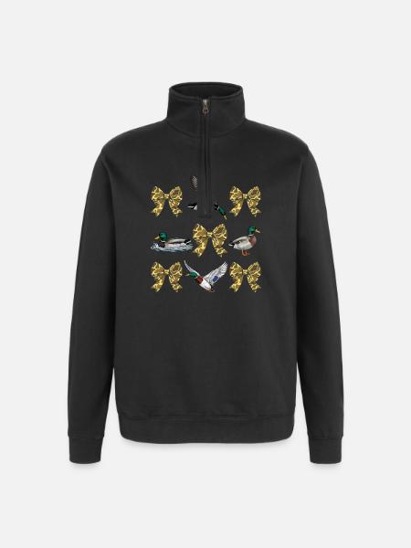 Ducks Camo Bows Waterfowl Hunting Style - Quarter-Zip Sweatshirt - black