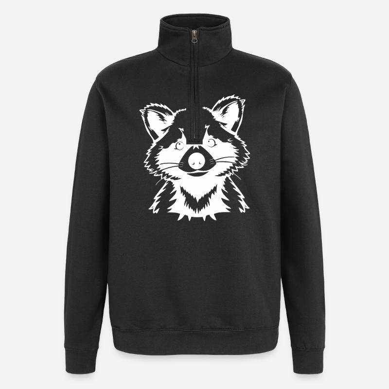Waschbär - Quarter-Zip-Sweatshirt - Schwarz
