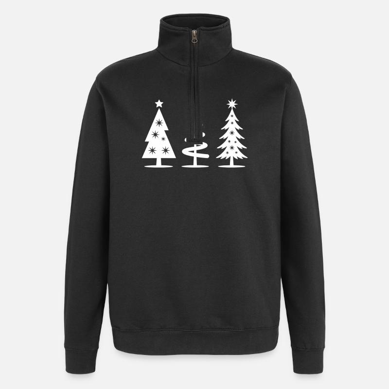 Sapins de Noël - Sweat à zip 1/4 - noir