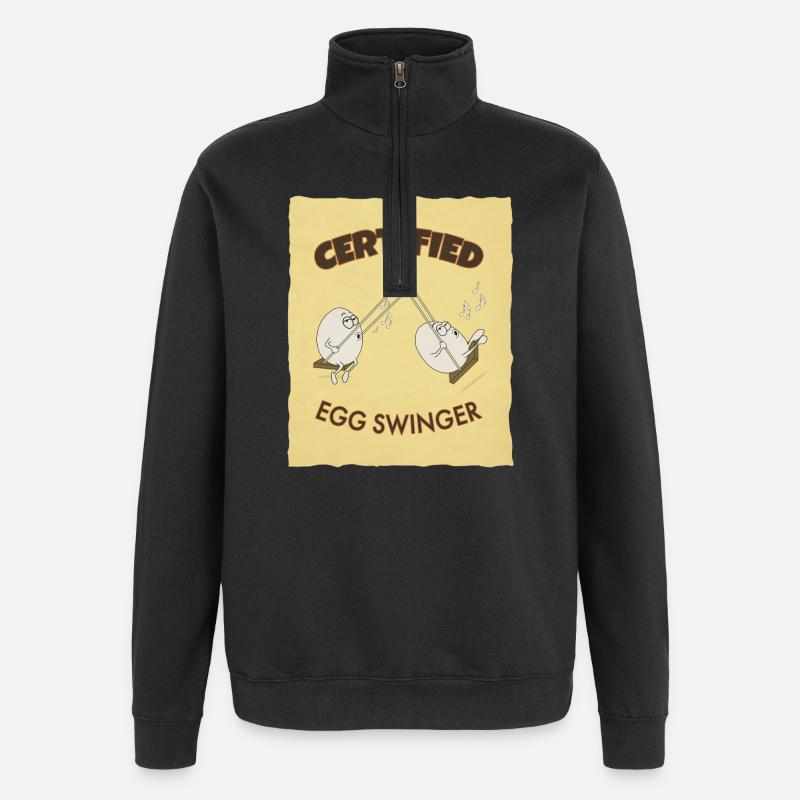 Certified Egg Swinger – Funny Egg Design - Quarter-Zip-Sweatshirt - Schwarz