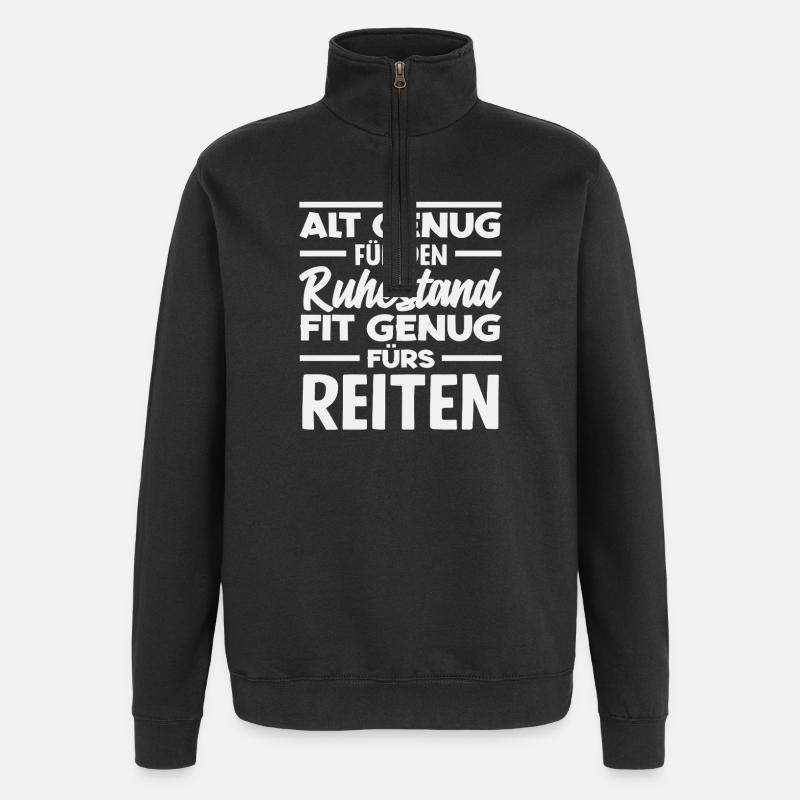 Ruhestand Rente Pferdemädchen Reiten Ponyfans - Quarter-Zip-Sweatshirt - Schwarz