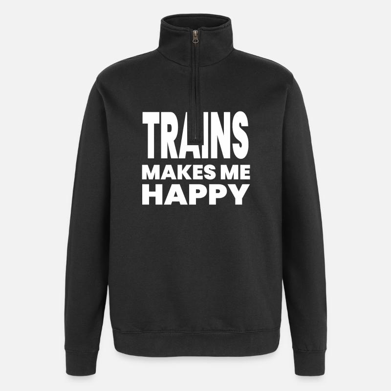 Züge - Quarter-Zip-Sweatshirt - Schwarz