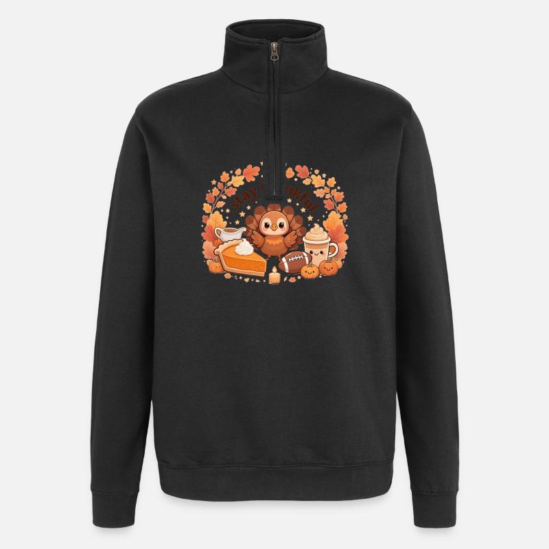 Bleiben Sie dankbar Truthahn-Herbstfest - Quarter-Zip-Sweatshirt - Schwarz