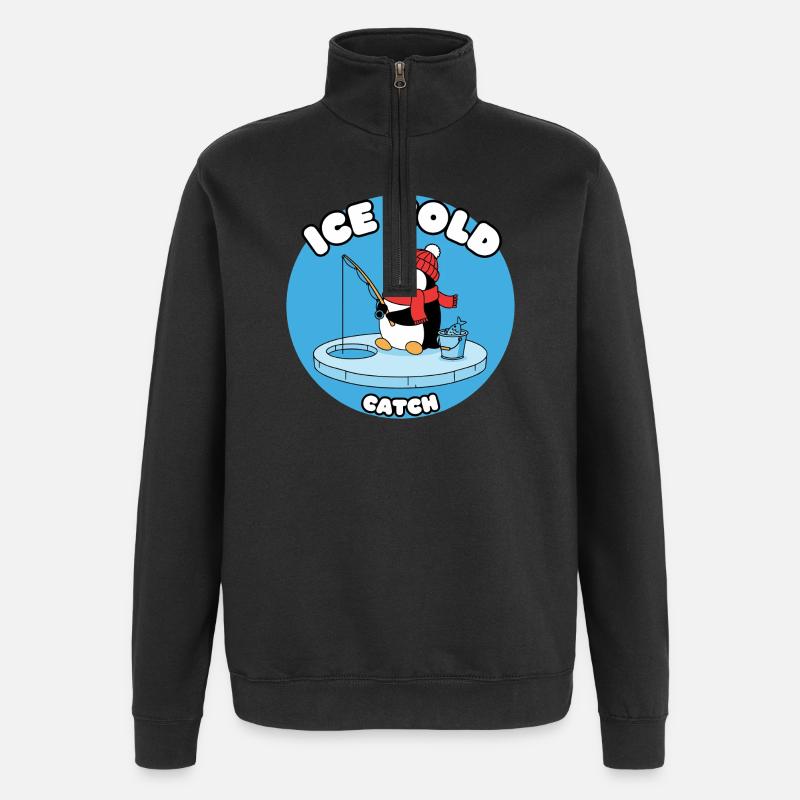 Eisfrost Pinguin fängt Eisfisch - Sweat à zip 1/4 - noir