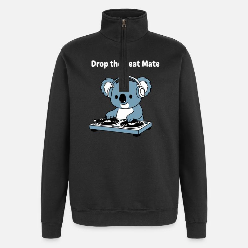 Drop the Beat Koala DJ - Quarter-Zip Sweatshirt - black