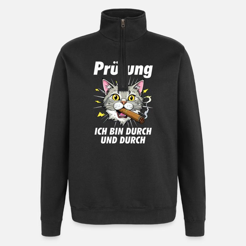 KATZE Zigarre Prüfung - Quarter-Zip-Sweatshirt - Schwarz